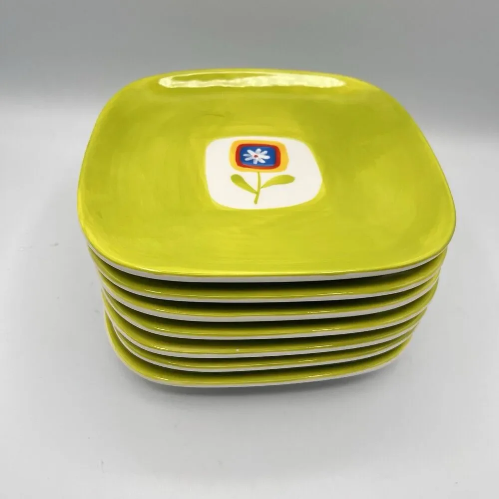 Winston Porter Borgeo Plates Set Of 7 - Green